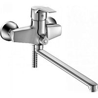 T40763. Смеситель для ванны с длинным изливом, сатин, нержавейка