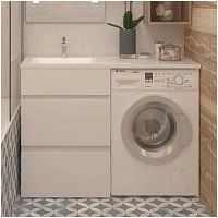 120 Тумба "Space 120 №2" + ум. Лакшери V120D1/ V121D1 с кронштейном и сифоном) под стир.машину