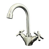 T45101  OUTE Смеситель для умывальника двуручковый на гайке, (SUS304)