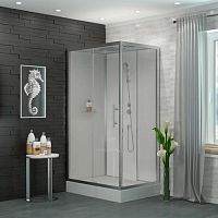 120/1 Душевая кабина 1806A-S 80*120*215 панель-стекло,низк.поддон,профиль-Хром,полка,белая задн.стен