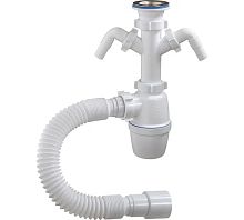 А-40069 Сифон бутылочный ОРИО 1 1/2" х 40 с двумя отводами и гибкой трубой 40-40/50
