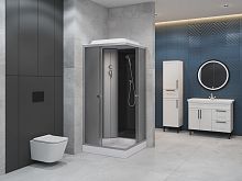 ДК EvaGold квадрат F101BS-Q (100*100, низ.под., рифл. стек., черн. стен., хром матовый проф. 4к.) (К