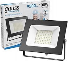 Прожектор св/д Gauss 100W 6500K 220В IP65 черный (85000lm) 613100100 