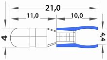 Разъём штекерный изолир-й (штекер  o4мм)  1.5-2.5мм,  (VM2-156)  синий, (100!) 08-0521