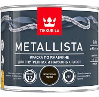 Краска для металла по ржавчине 3в1 молотковая METALLISTA TIKKURILA (0,4л) Черная